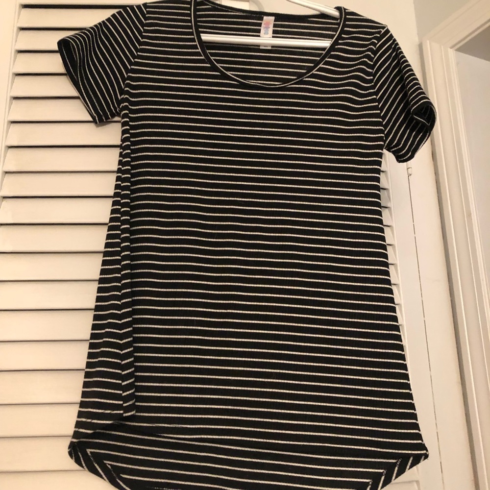 Lularoe Black and White striped Classic tee